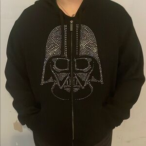 Black Hoodie with Silver Studded Design